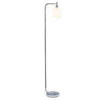 Simple Designs - Modern Iron Lantern Floor Lamp with Glass Shade - Chrome