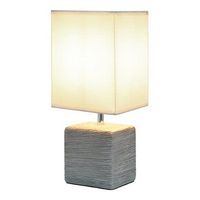 Simple Designs - Petite Faux Stone Table Lamp with Fabric Shade - Gray base/White Shade