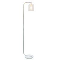 Simple Designs - Antique Style Industrial Iron Lantern Floor Lamp with Glass Shade - White