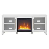 Camden&Wells - Foster Crystal Fireplace TV Stand for TVs Up to 65" - White