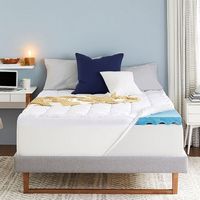 Sleep Innovations - 4&quot; Cooling Gel Memory Foam Mattress Topper with Cover - Twin - Blue