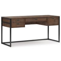 Simpli Home - Richmond solid acacia wood Modern Industrial 60 inch Wide Desk - Rustic Natural Age...