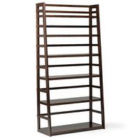 Simpli Home - Acadian Wide Ladder Shelf Bookcase - Brunette Brown