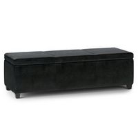 Simpli Home - Avalon Extra Large Storage Ottoman Bench - Midnight Black