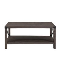 Walker Edison - 40” Farmhouse Metal-X Coffee Table - Sable