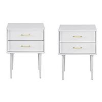 Walker Edison - 2-Piece Mid-Century 2-Drawer Side Table Set - White