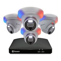 Swann - Home 8-Channel, 4-Dome Cameras Indoor/Outdoor Wired 4K UHD 2TB DVR Security Camera Survei...