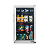 NewAir - 100-Can Beverage Cooler with Reversible Glass Door, Removable Wire Shelves, Double Pane ...
