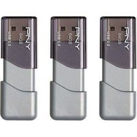 PNY - Turbo Attaché 3 64GB USB 3.0 Type A Flash Drive, 3-Pack - Silver