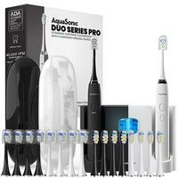 AquaSonic - Ultrasonic UV Sanitizing Toothbrush Set - Limited Edition Bundle - Midnight Black/Opt...