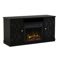 Twin Star Home - TV Stand for TVs up to 55&quot; with Electric Fireplace and Glass Doors with X Mullio...