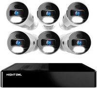 Night Owl - 8-Channel, 6-camera Indoor/Outdoor Wired 4K Ultra HD 2TB NVR Spotlight Surveillance S...