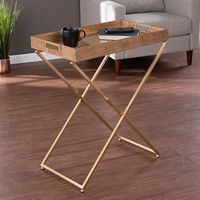 SEI Furniture - Vizela Folding Side Table - Natural and gold finish