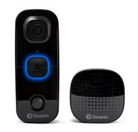 Swann - Smart WiFi Video Doorbell with Chime, 1080P Battery Operated, Ultra-Wide 180&#176; View Indoor...