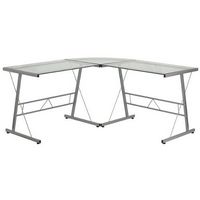 Alamont Home - Ginny L Contemporary Glass  Home Office Desk - Clear/Silver