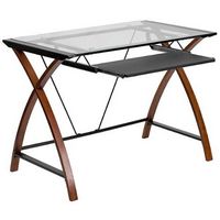 Alamont Home - Jude Rectangle Contemporary Glass  Home Office Desk - Clear/Cherry