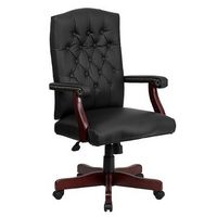 Flash Furniture - Martha Washington Executive Swivel Office Chair with Arms - Black LeatherSoft
