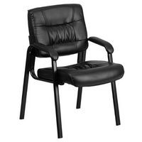 Flash Furniture - Haeger  Contemporary Leather/Faux Leather Side Chair - Upholstered - Black Leat...