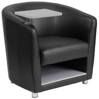 Flash Furniture - Guest Chair with Tablet Arm, Chrome Legs and Under Seat Storage - Black Leather...