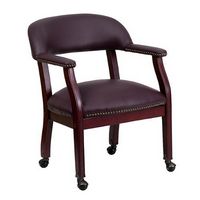 Alamont Home - Diamond Traditional Leather/Faux Leather Side Chair - Upholstered - Burgundy Leath...