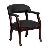 Alamont Home - Diamond Traditional Leather/Faux Leather Side Chair - Upholstered - Black LeatherSoft