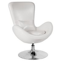 Flash Furniture - Egg  Contemporary Leather/Faux Leather Accent Chair - Upholstered - White Leath...