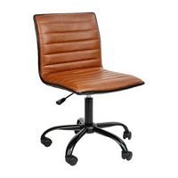 Alamont Home - Alan Contemporary Vinyl Swivel Office Chair - Brown Vinyl/Black Frame