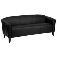 Flash Furniture - Hercules Imperial Contemporary 3-seat Leather/Faux Leather Reception Sofa - Black