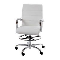 Alamont Home - Whitney Modern Leather/Faux Leather Drafting Chair - White