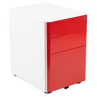 Alamont Home - Warner Modern Steel 3-Drawer Filing Cabinet - White and Red