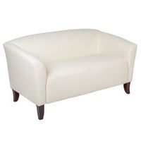 Alamont Home - Hercules Imperial Contemporary 2-seat Leather/Faux Leather Reception Loveseat - Ivory