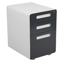 Alamont Home - Wren Modern Steel 3-Drawer Filing Cabinet - White and Charcoal