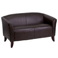 Alamont Home - Hercules Imperial Contemporary 2-seat Leather/Faux Leather Reception Loveseat - Brown
