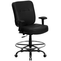 Alamont Home - Hercules Contemporary Leather/Faux Leather Drafting Stool - Black LeatherSoft