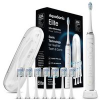 AquaSonic - Elite - Wireless Rechargeable Electric Toothbrush with Travel Case, 5 Modes, 8 Brush ...
