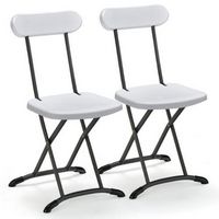 Costway 2-Pack Folding Chair with Metal Curved Feet Wide Seat & Ergonomic Backrest - White