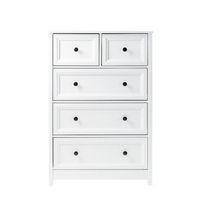 Walker Edison - Classic Grooved 5-Drawer Dresser - White