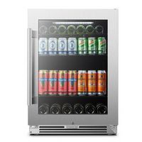 LanboPro - 24 in. 112 Can 6 Bottle Storage Capacity Beverage Refrigerator with Seamless Stainless...