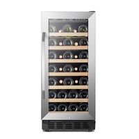 Lanbo - 15 Inch 33 Bottle Built-in or Freestanding Wine Cooler with Beech Wood Shelves and Double...