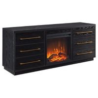 Camden&amp;Wells - Greer Log Fireplace TV Stand for Most TVs up to 65&quot; - Black Grain