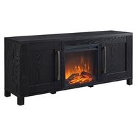 Camden&amp;Wells - Chabot Log Fireplace TV Stand for Most TVs up to 65&quot; - Black Grain