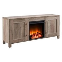 Camden&amp;Wells - Chabot Log Fireplace TV Stand for Most TVs up to 65&quot; - Gray Oak
