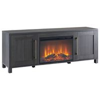 Camden&amp;Wells - Chabot Log Fireplace TV Stand for Most TVs up to 75&quot; - Charcoal Gray