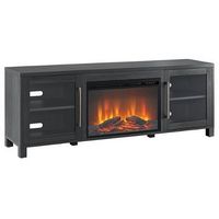 Camden&amp;Wells - Quincy Log Fireplace TV Stand for TVs up to 75&quot; - Charcoal Gray