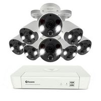 Swann - Professional 8-Channel, 8-Spot Light Camera Indoor/Outdoor Wired 4K HD, PoE 2TB NVR Secur...