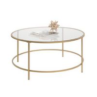Sauder - International Lux Round Coffee Table - Gold/Clear
