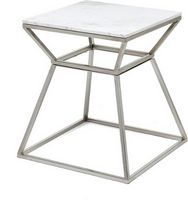 Adore Decor - Audrey Tall Marble Side Table - Silver