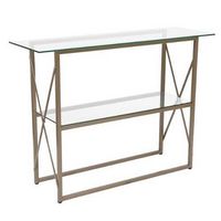 Alamont Home - Mar Vista Collection Glass Console Table with Criss Cross Matte Frame - Clear/Matt...