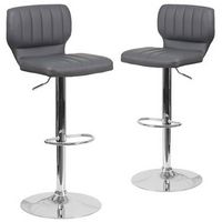 Alamont Home - Contemporary Vinyl Adjustable Height Barstool (set of 2) - Gray Vinyl