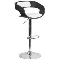 Flash Furniture - Bentwood Two Tone Vinyl Adjustable Height Barstool - Black and White